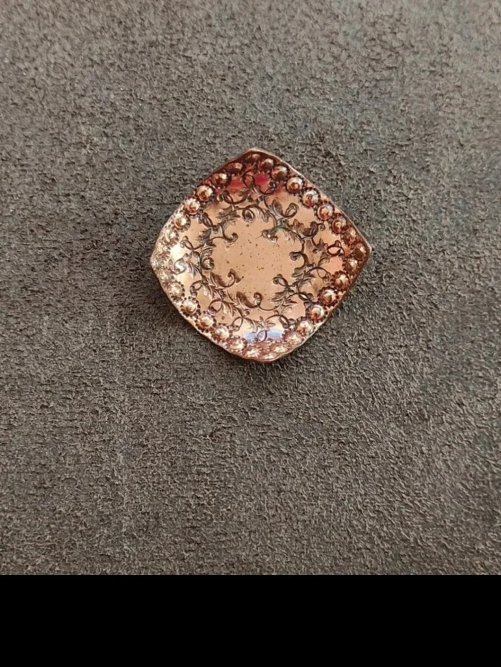 Rare Unique 1950s/60s Signed Gret Barkin Hand Wrought Wrought Copper Brooch